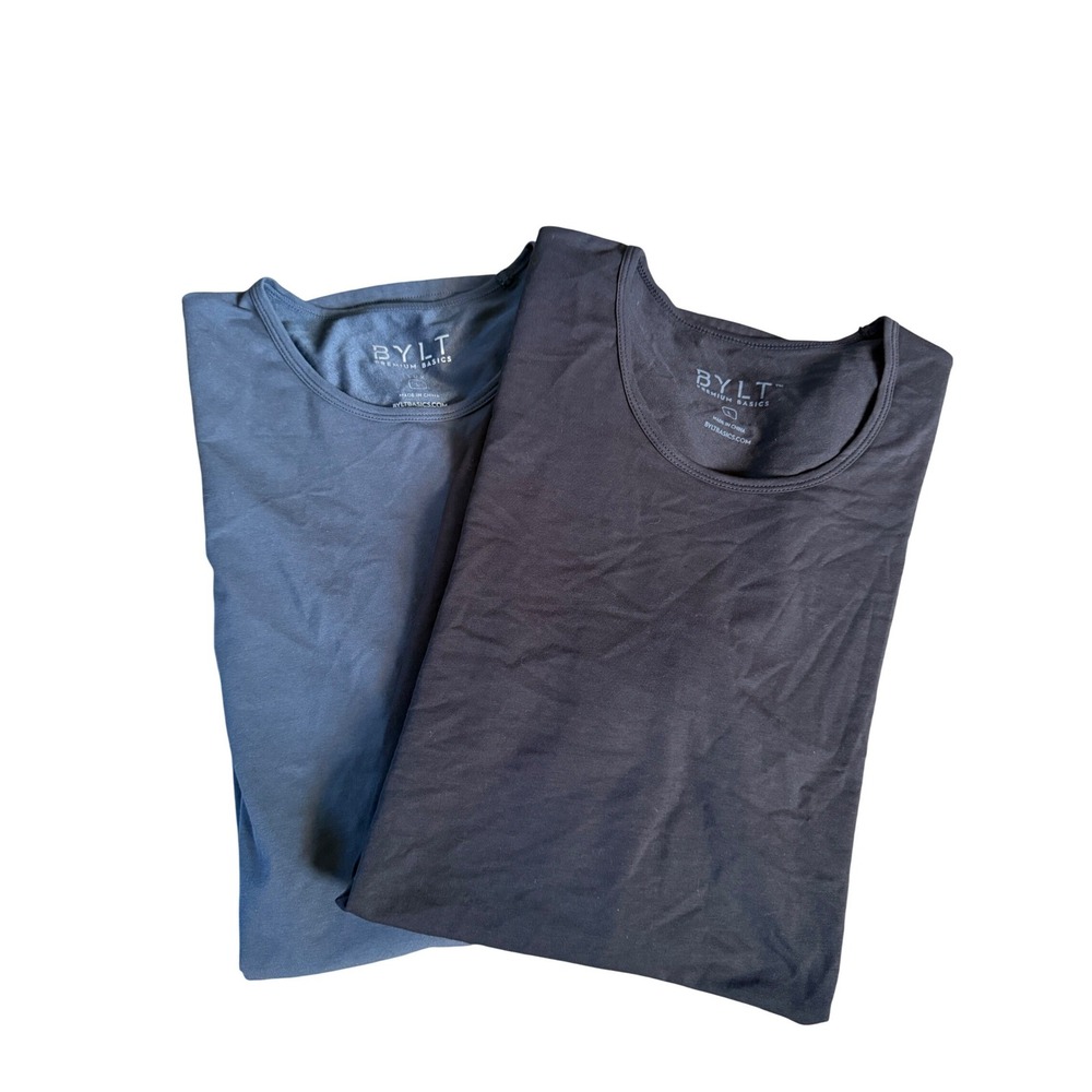 BYLT Premium Basics Mens T-Shirt Bundle Black Slate Gray  Size Large 2pk